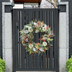 Artificial Door Wreath Thanksgiving Wreath White Pumpkin Wreath Front Door Wreath