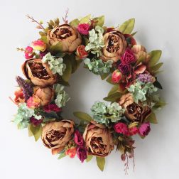 Fall Harvest Peony Wreath for Front Door