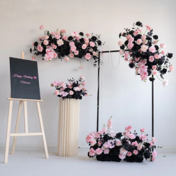 Black Pink Rose Orchid Hang Flower Row Wedding Backdrop Decor Aisle Floor Floral Ball Arrangement Birthday Party Event Supplies