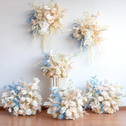 Champagne Rose Palm Wisteria Hang Floral Arrangement Wedding Backdrop Stand Decor Stage Floor Flower Ball Window Display Props