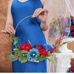 Red Blue Series With Greenery Flower With Shelf Wedding Party Event Props