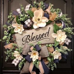 Norassj Magnolia Everyday Wreath for Front door/Farmhouse